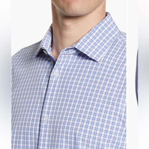 Mizzen+Main Men's Performance Shirt Blue Alexander Checkered Shirt XL Trim Fit - Picture 3 of 14